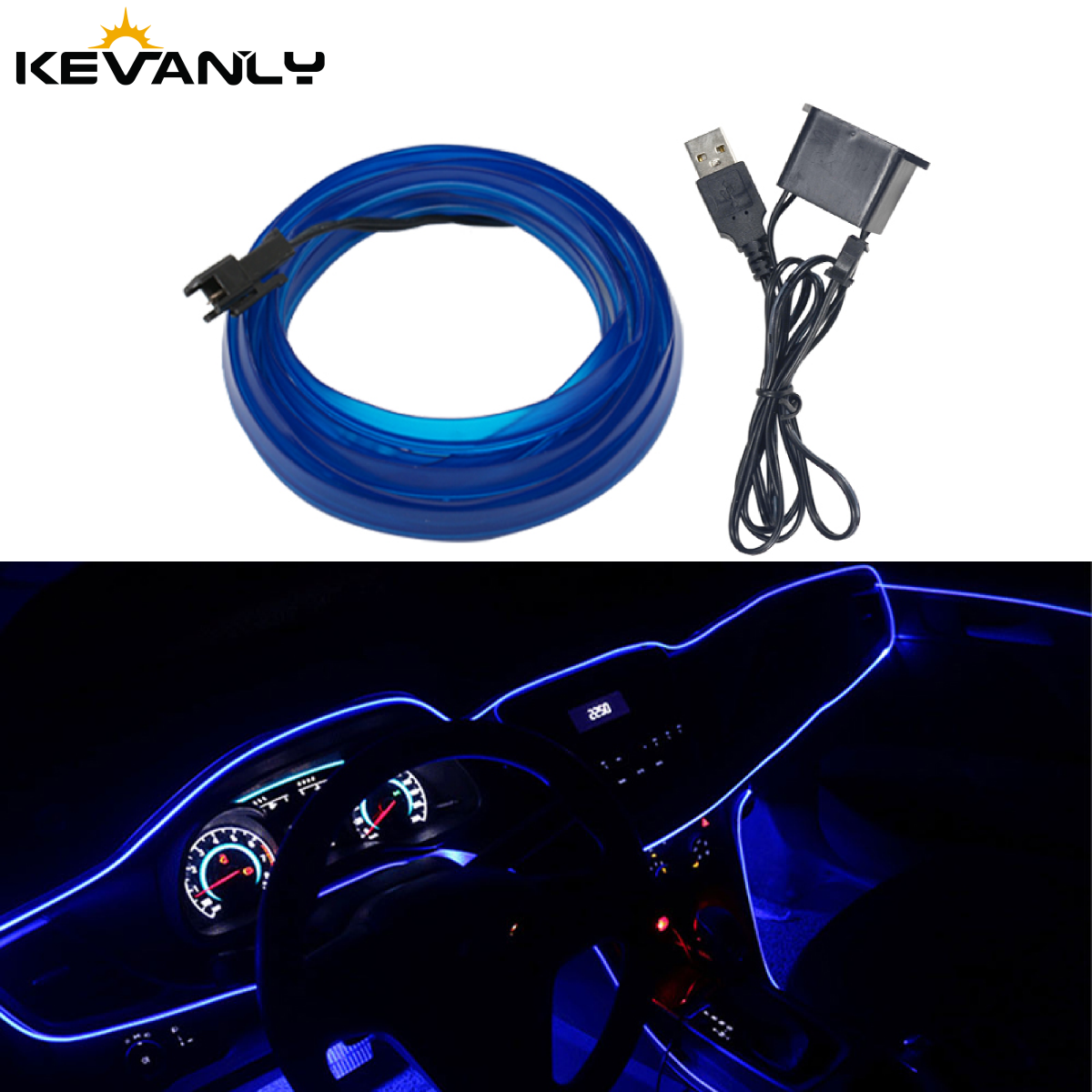 Led El Wire - 3/5M Car Interior Led Strip Light