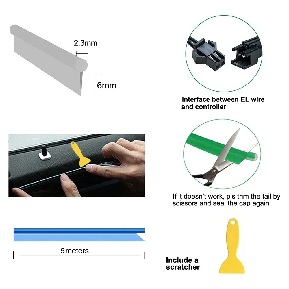 1-5M Car Interior Led Strip Li - Led El Wire avis et prix