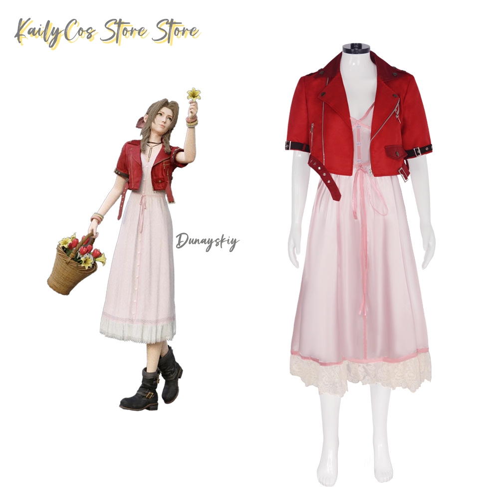 Red Coat Pink Dress Wig Woman  - Aerith Cosplay Prop avis et prix