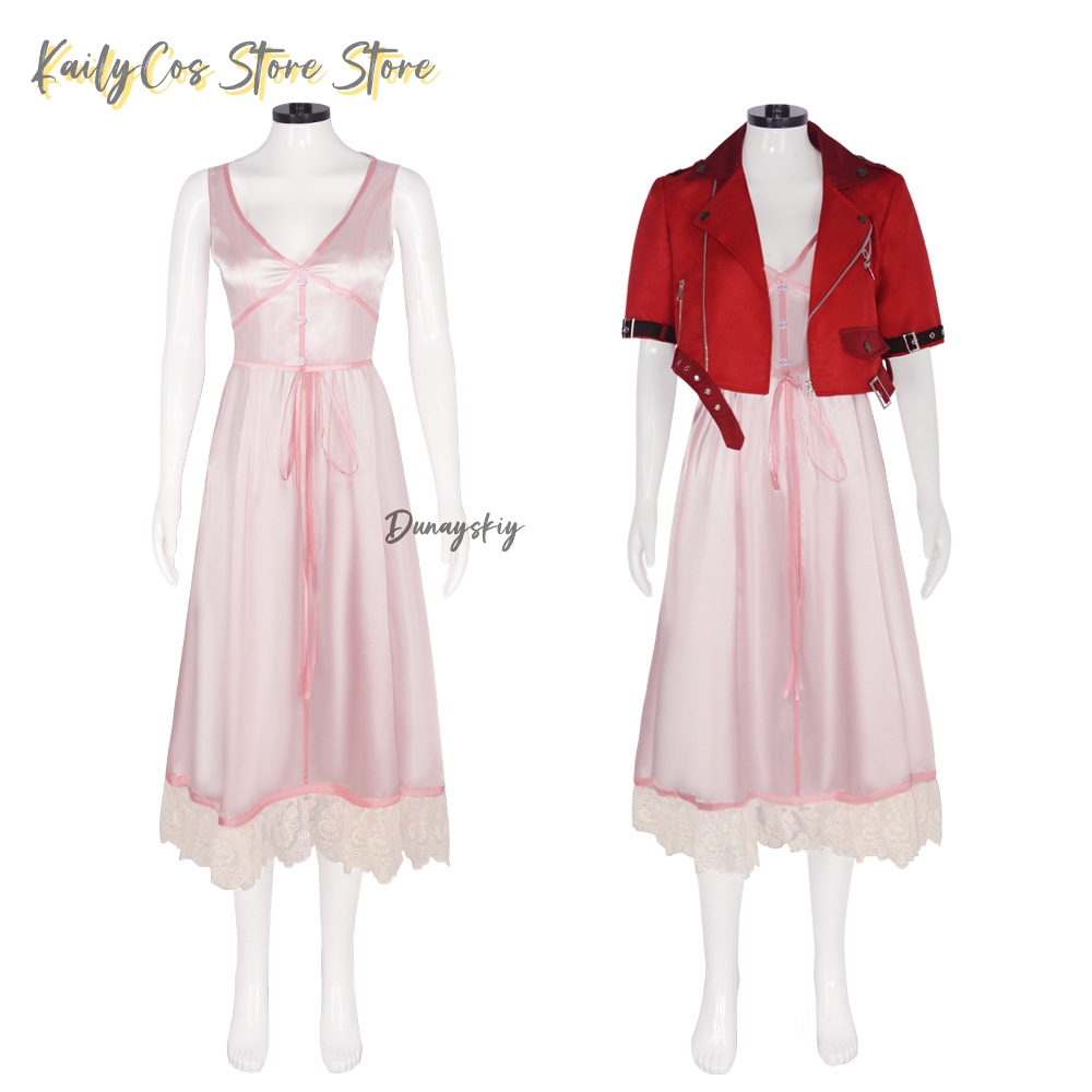 Red Coat Pink Dress Wig Woman  - Aerith Cosplay Prop avis et prix